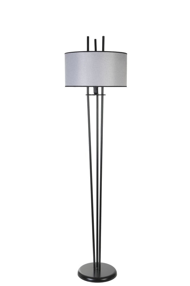 BELEN SİYAH LAMBADER SİLİNDİR HASIR GRİ ABAJURLU