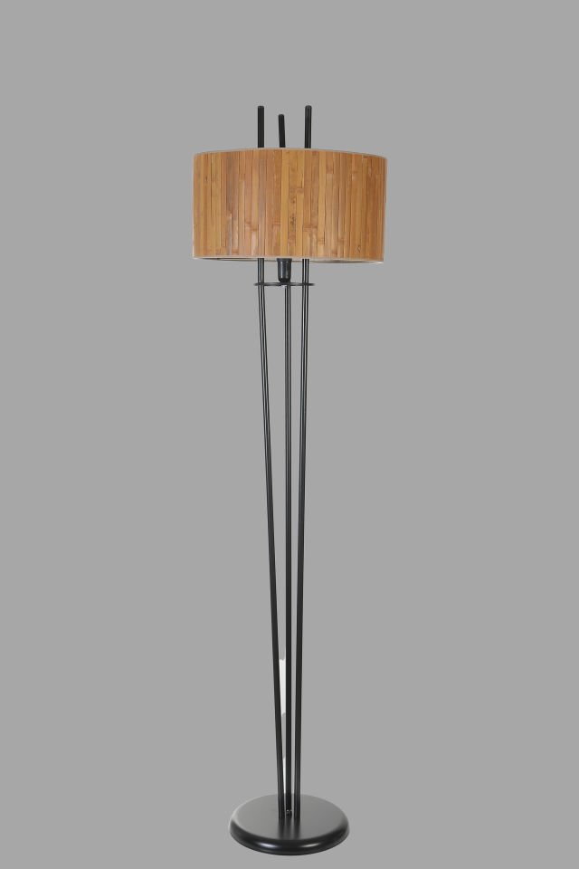 BELEN SİYAH LAMBADER SİLİNDİR BAMBU 01 ABAJURLU