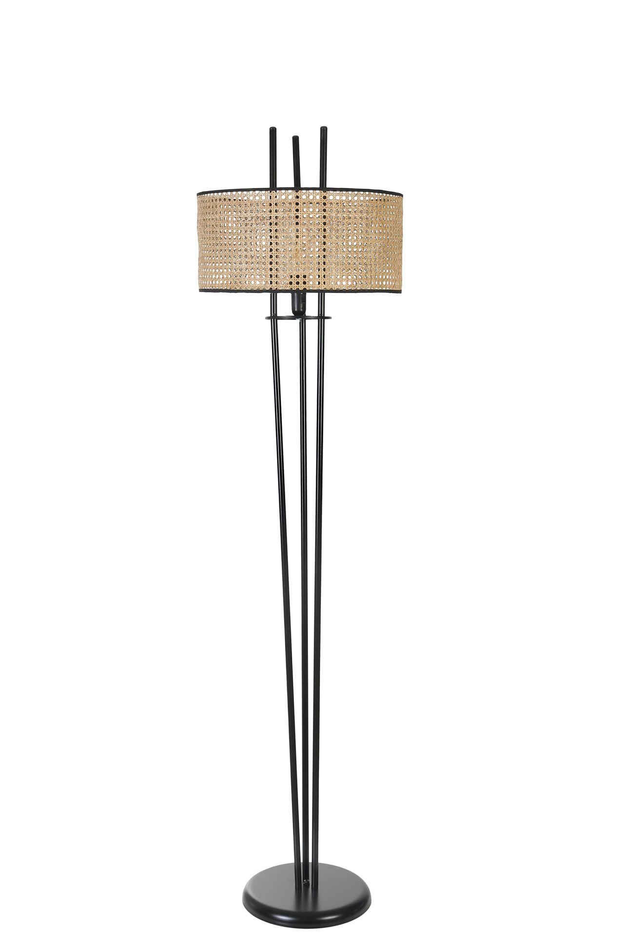 BELEN SİYAH LAMBADER SİLİNDİR RATTAN ABAJURLU