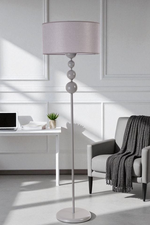 HAYAL GRİ LAMBADER SİLİNDİR HASIR GRİ ABAJURLU