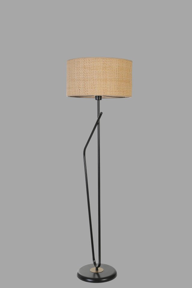 ALFA SİYAH LAMBADER SİLİNDİR HASIR RATTAN ABAJURLU