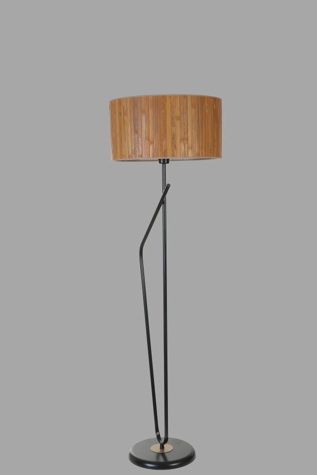 ALFA SİYAH LAMBADER SİLİNDİR BAMBU 01 ABAJURLU