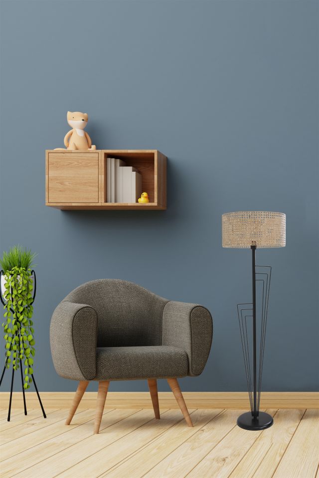 KELEBEK SİYAH LAMBADER SİLİNDİR RATTAN ABAJURLU