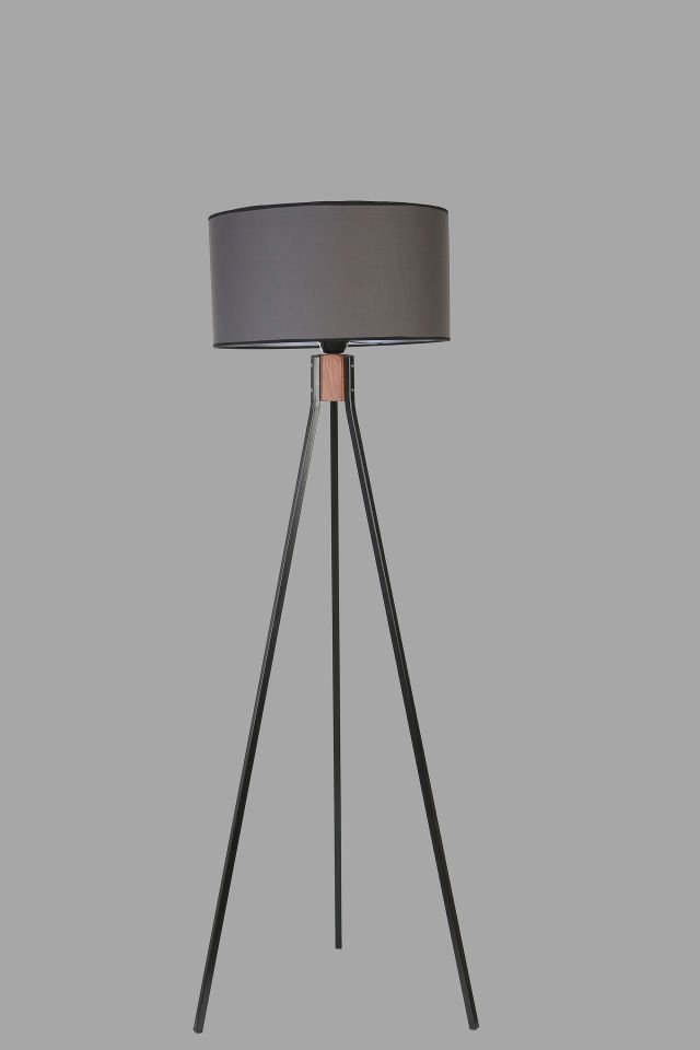 FISCO TRİPOD SİYAH LAMBADER SİLİNDİR KOYU GRİ ABAJURLU