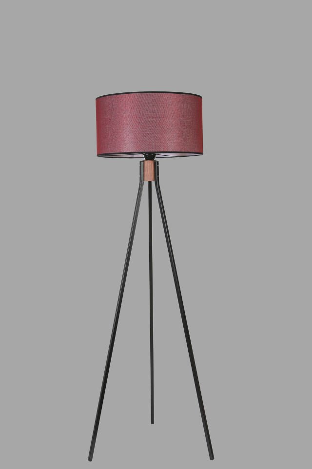 FISCO TRİPOD SİYAH LAMBADER SİLİNDİR HASIR BORDO ABAJURLU
