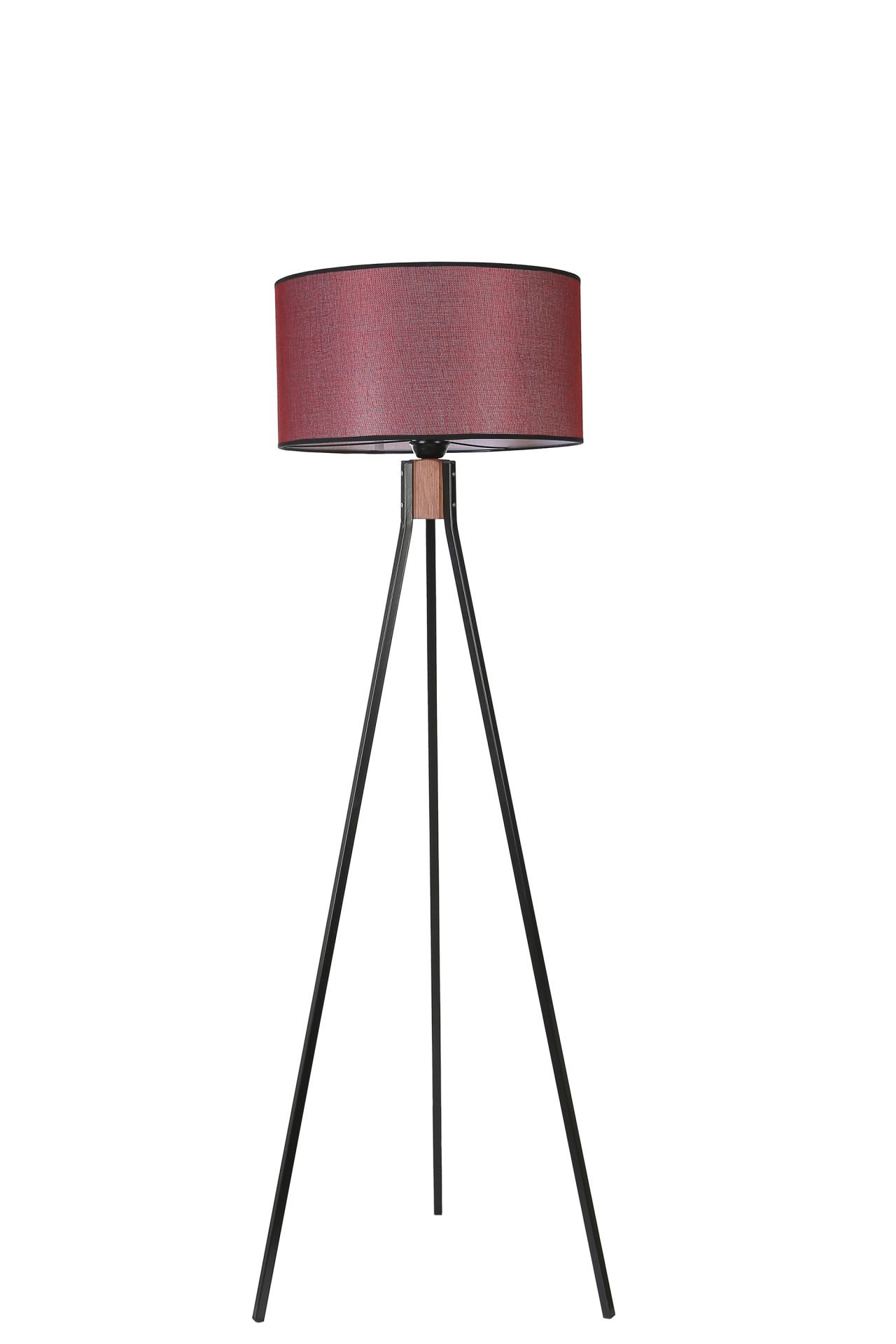 FISCO TRİPOD SİYAH LAMBADER SİLİNDİR HASIR BORDO ABAJURLU