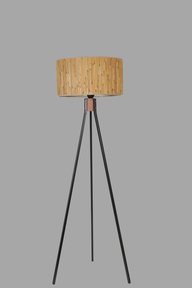 FISCO TRİPOD SİYAH LAMBADER SİLİNDİR BAMBU 07 ABAJURLU
