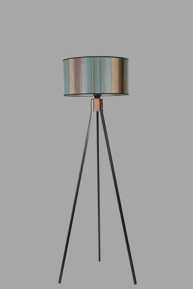 FISCO TRİPOD SİYAH LAMBADER SİLİNDİR RENKLİ ABAJURLU