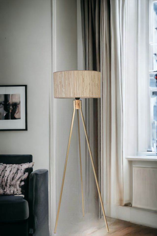 FISCO TRİPOD ESKİTME LAMBADER SİLİNDİR BAMBU 09 ABAJURLU