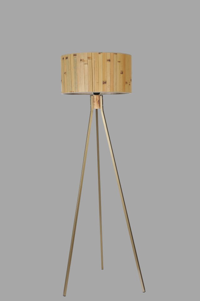 FISCO TRİPOD ESKİTME LAMBADER SİLİNDİR BAMBU 02 ABAJURLU