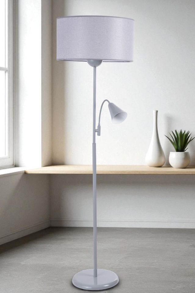 DEVİN GRİ LAMBADER SİLİNDİR AÇIK HASIR GRİ ABAJURLU