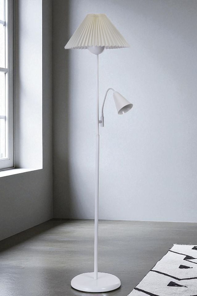 DEVİN BEYAZ LAMBADER PİLELİ KREM ABAJURLU