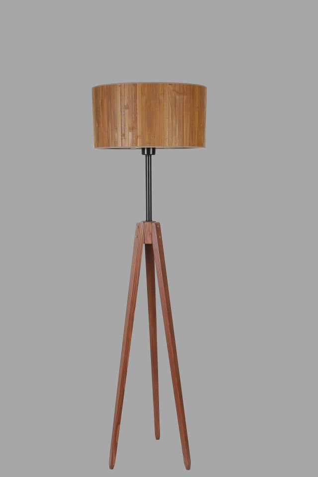 KANARYA CEVİZ LAMBADER SİLİNDİR BAMBU 01 ABAJURLU