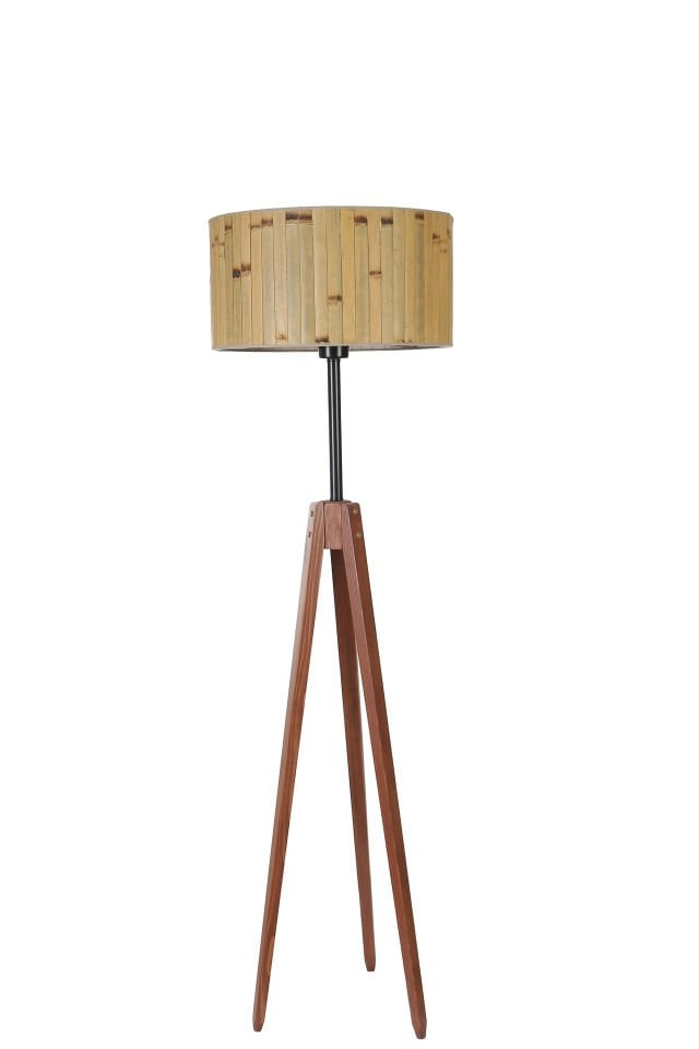 KANARYA CEVİZ LAMBADER SİLİNDİR BAMBU 02 ABAJURLU