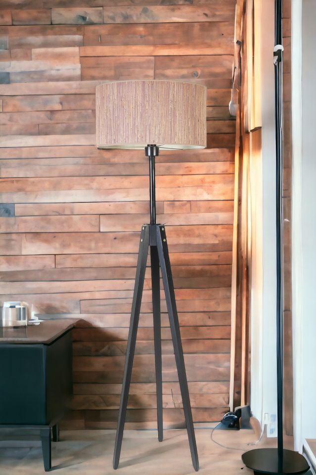 KANARYA SİYAH LAMBADER SİLİNDİR BAMBU 04 ABAJURLU