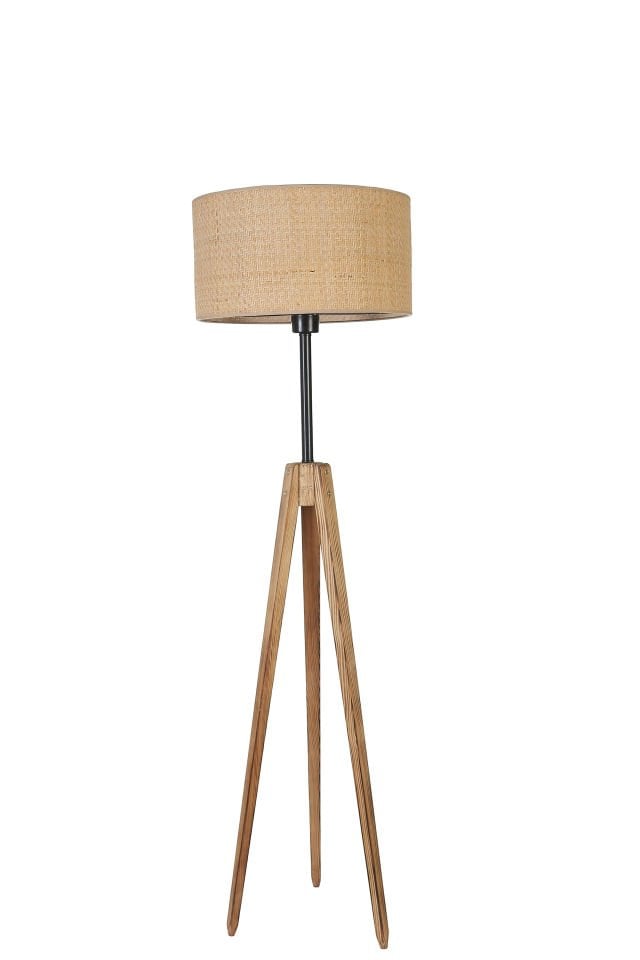 KANARYA YANIK LAMBADER SİLİNDİR HASIR RATTAN ABAJURLU