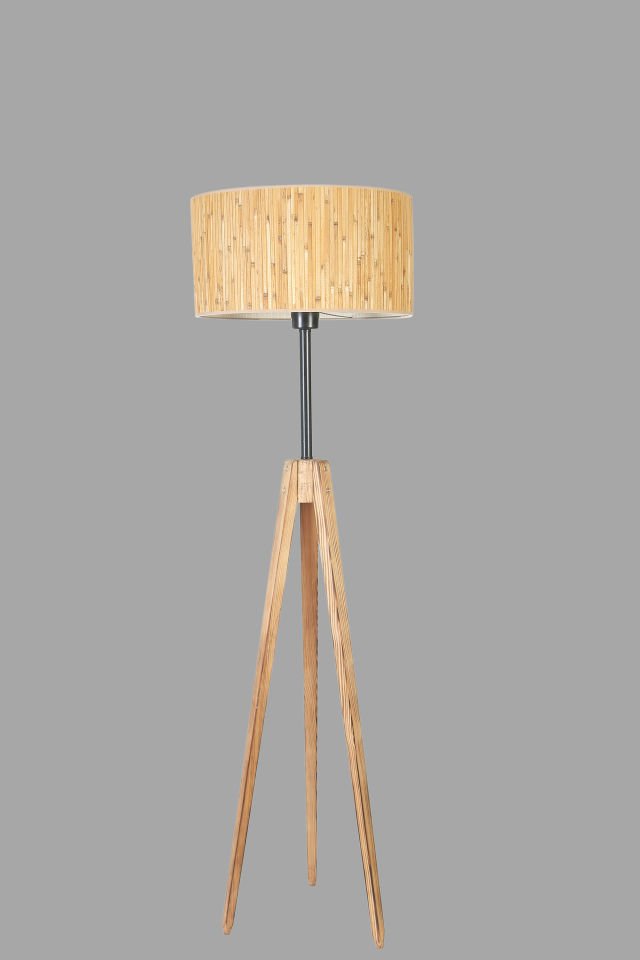 KANARYA YANIK LAMBADER SİLİNDİR BAMBU 07 ABAJURLU