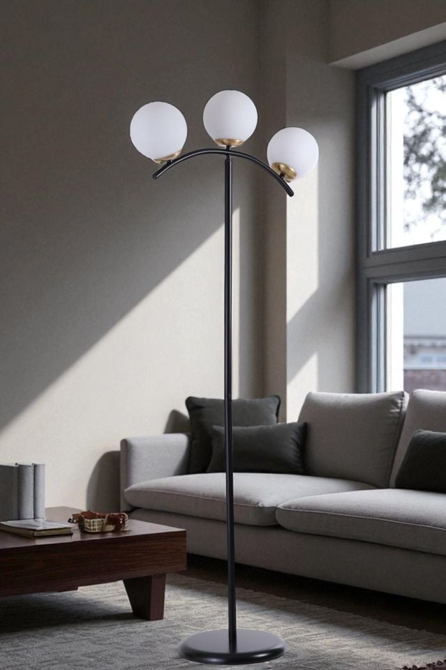 VELVET 3 LÜ SİYAH LAMBADER BEYAZ CAMLI