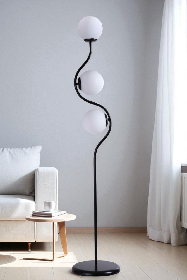 TURAN 3 LÜ SİYAH LAMABDER BEYAZ CAMLI