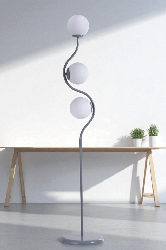 TURAN 3 LÜ GRİ LAMABDER BEYAZ CAMLI