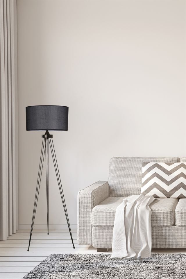 STAR SİYAH LAMBADER SİLİNDİR HASIR SİYAH ABAJURLU