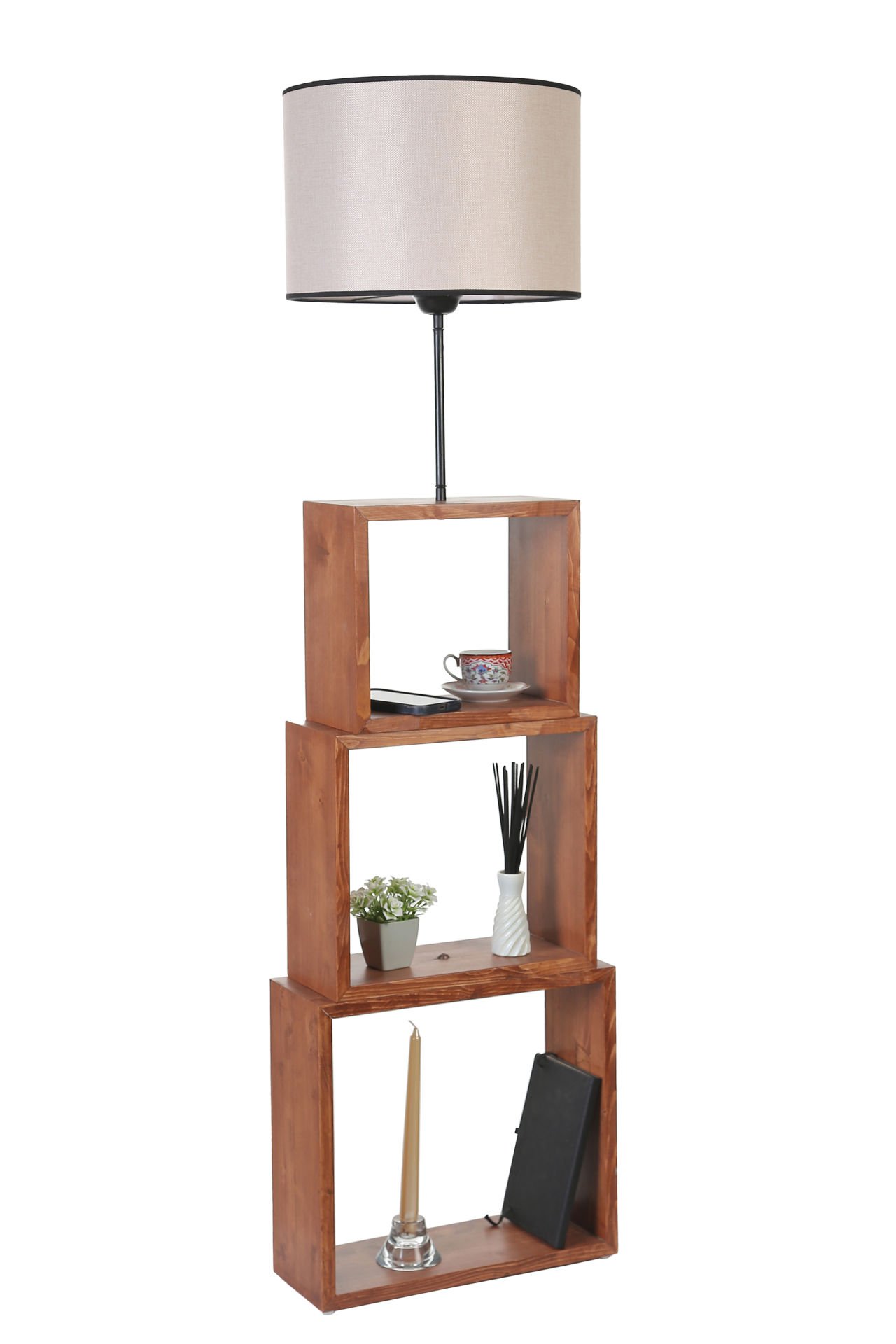 PUZZLE CEVİZ LAMBADER AÇIK HASIR ABAJURLU