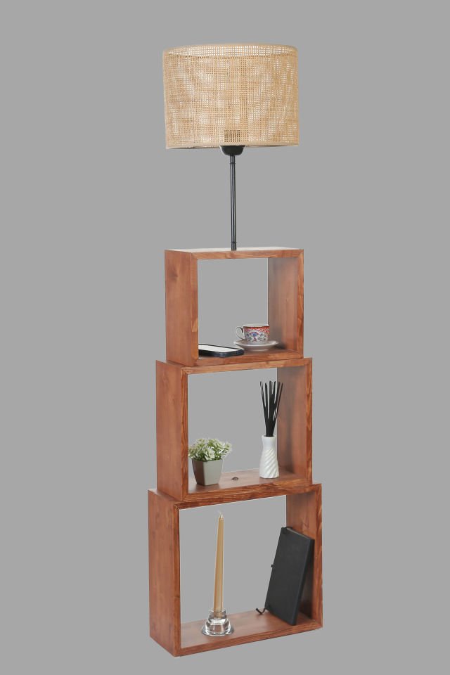 PUZZLE CEVİZ LAMBADER ÖRGÜLÜ RATTAN ABAJURLU