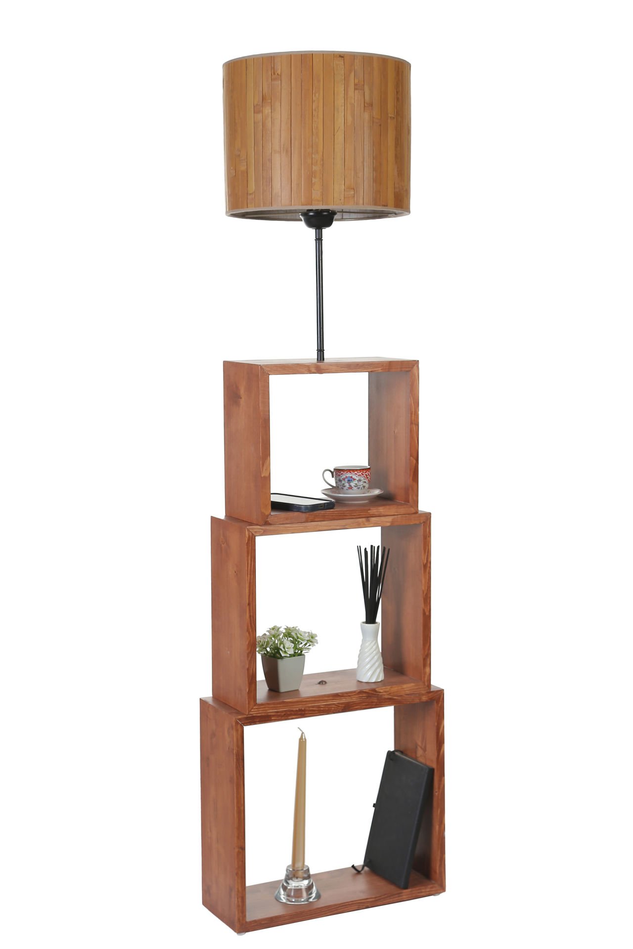 PUZZLE CEVİZ LAMBADER BAMBU 01 ABAJURLU