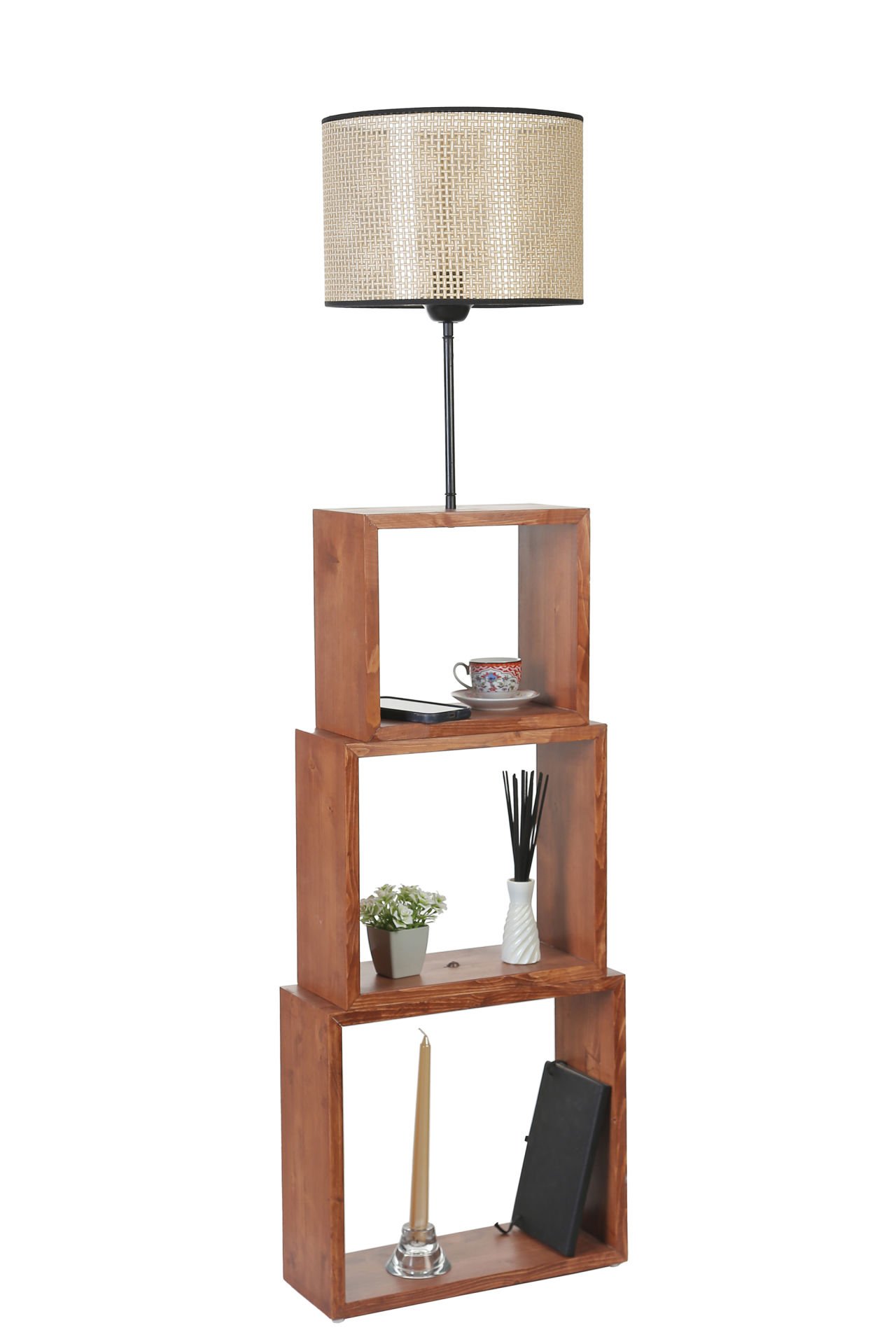 PUZZLE CEVİZ LAMBADER PETEK ABAJURLU