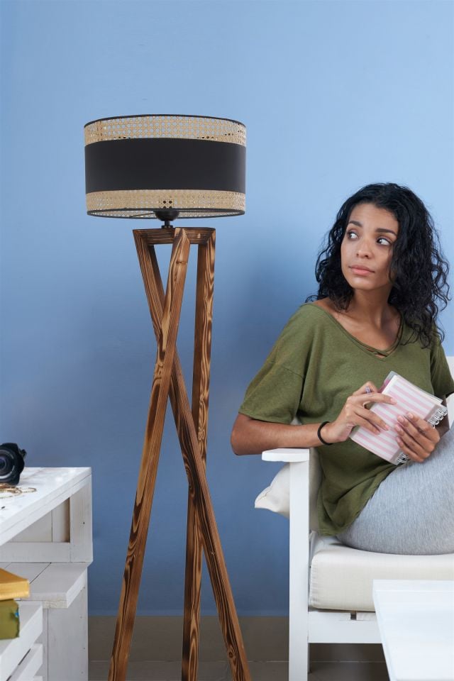 MAÇKA YANIK LAMBADER SİLİNDİR 03 RATTAN ABAJURLU