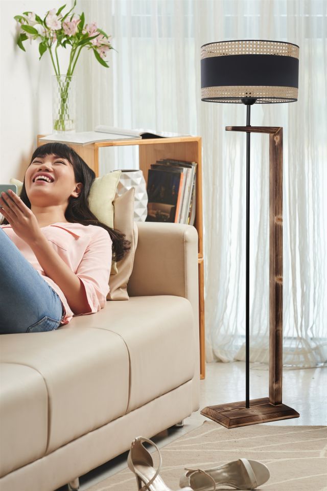 MENEKŞE YANIK LAMBADER SİLİNDİR 03 RATTAN ABAJURLU