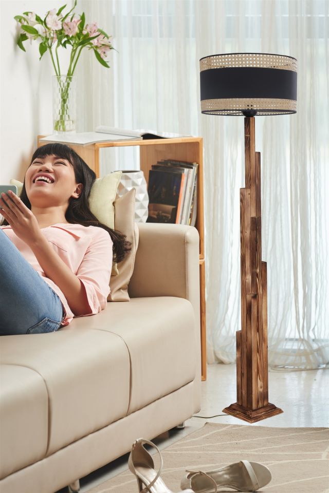 KULE YANIK LAMBADER SİLİNDİR 03 RATTAN ABAJURLU