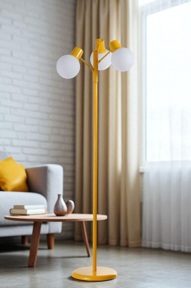 SAFİR 3 LÜ SARI LAMBADER BEYAZ CAMLI