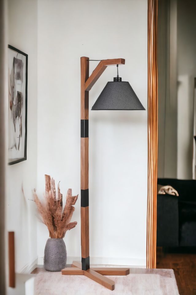 YENİ LİZA CEVİZ LAMBADER PRAMİT HASIR SİYAH ABAJURLU