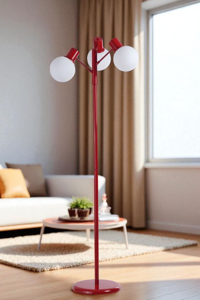 SAFİR 3 LÜ KIRMIZI LAMBADER BEYAZ CAMLI