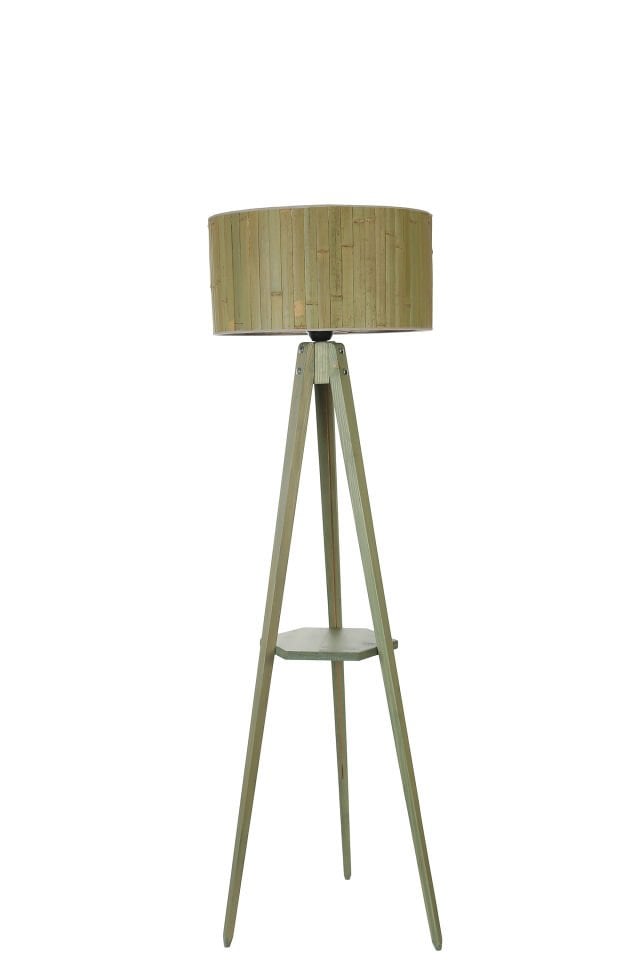 SEHBALI TRİPOD YEŞİL LAMBADER SİLİNDİR BAMBU 03 ABAJURLU