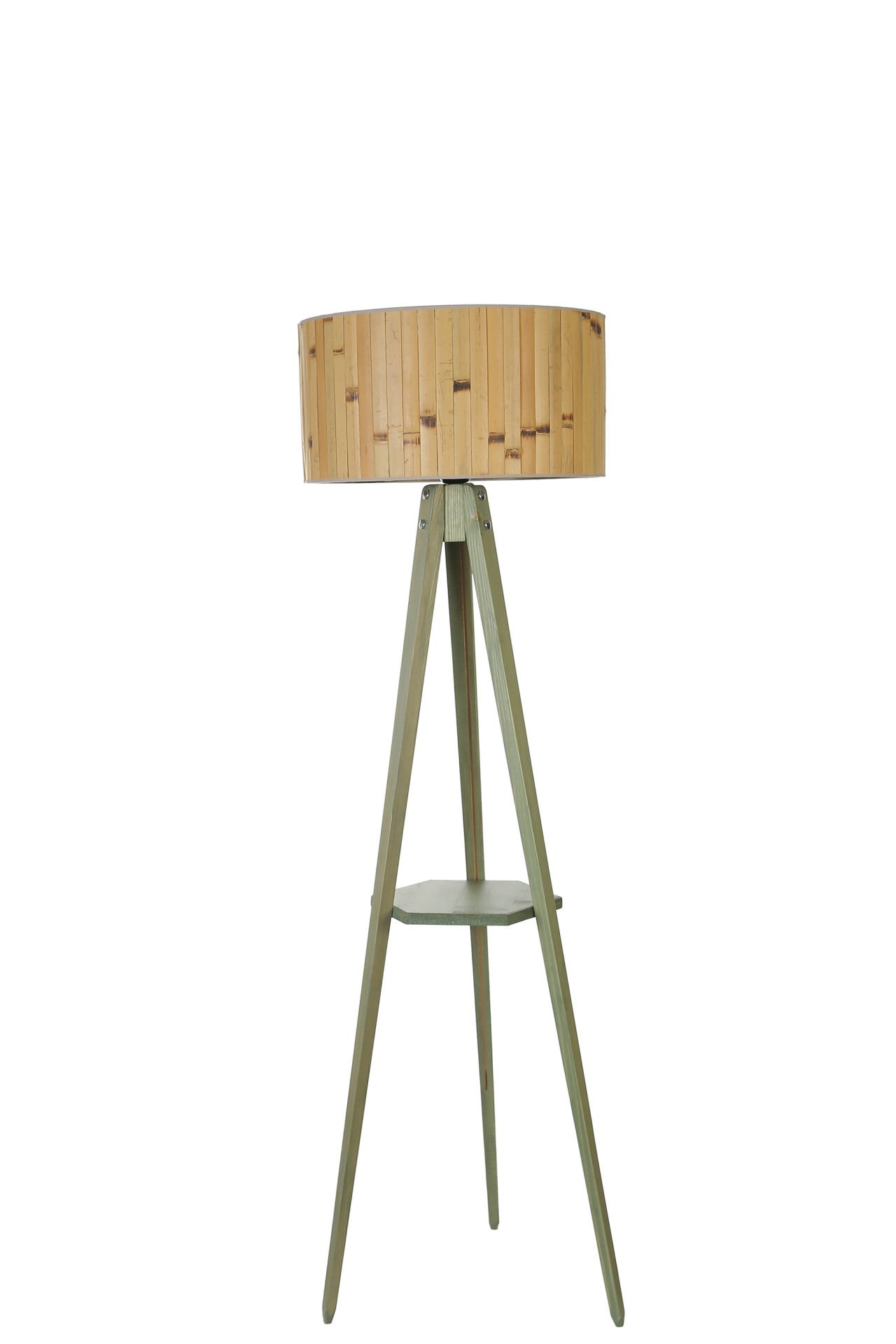 SEHBALI TRİPOD YEŞİL LAMBADER SİLİNDİR BAMBU 02 ABAJURLU