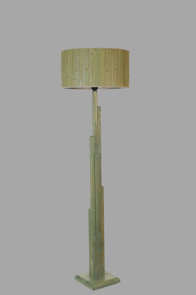 KULE YEŞİL LAMBADER SİLİDİR BAMBU 03 ABAJURLU