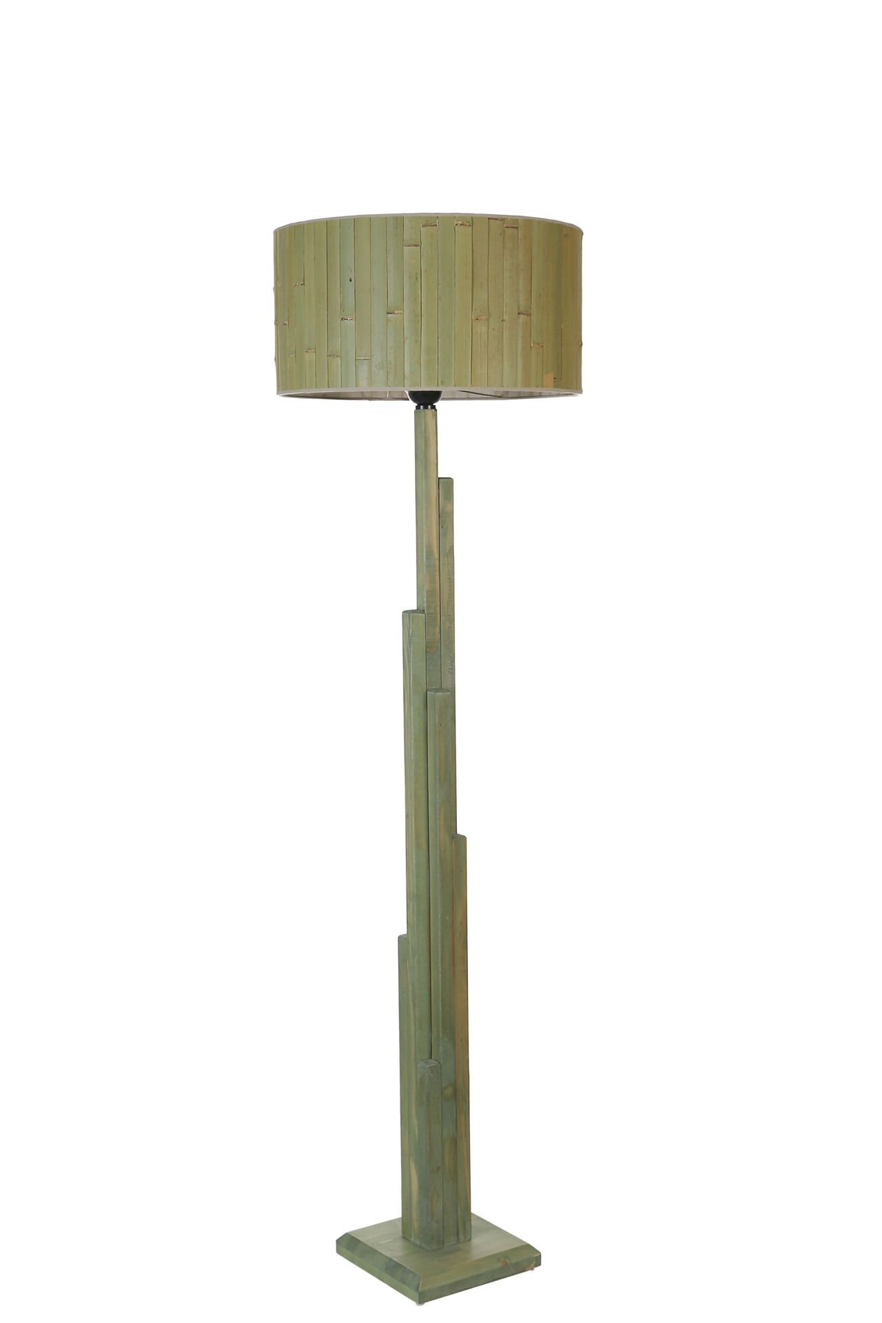 KULE YEŞİL LAMBADER SİLİDİR BAMBU 03 ABAJURLU