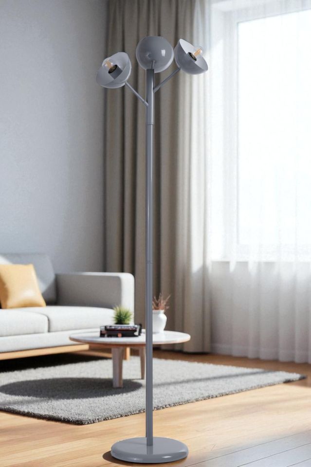 KÜRE 3 LÜ GRİ LAMBADER METAL BAŞLIKLI