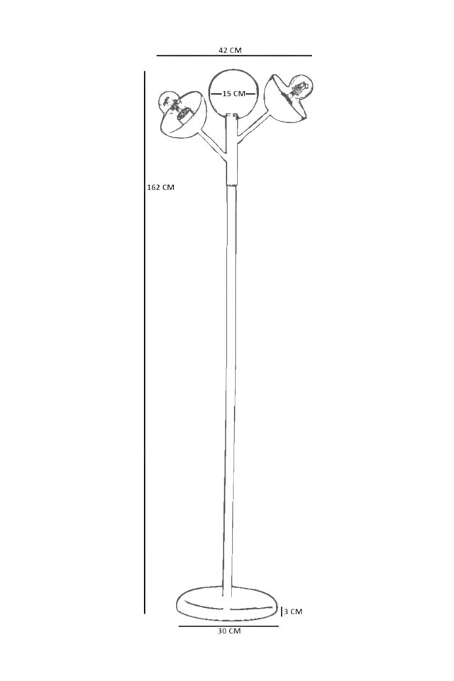 KÜRE 3 LÜ GRİ LAMBADER METAL BAŞLIKLI