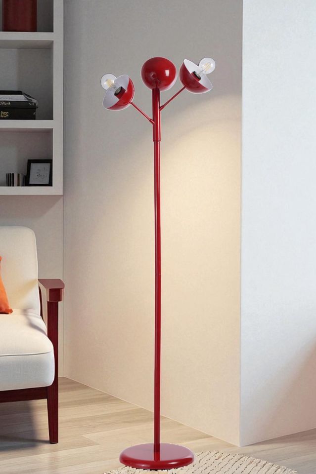 KÜRE 3 LÜ KIRMIZI LAMBADER METAL BAŞLIKLI