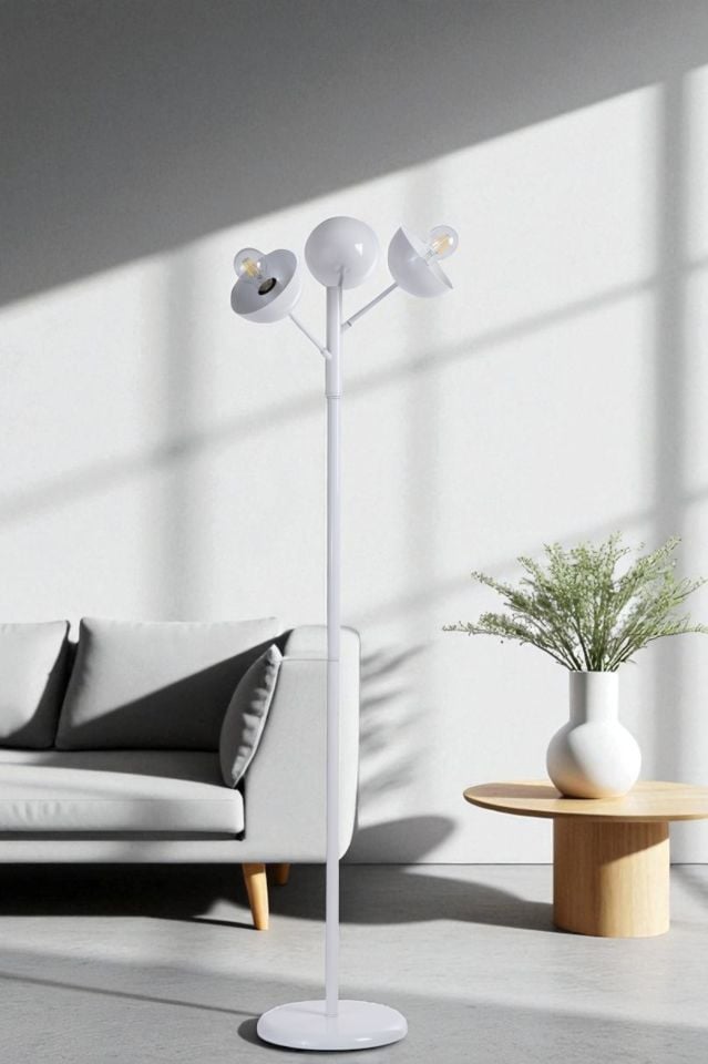 KÜRE 3 LÜ BEYAZ LAMBADER METAL BAŞLIKLI