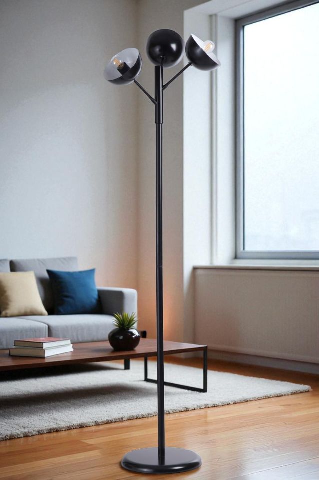 KÜRE 3 LÜ SİYAH LAMBADER METAL BAŞLIKLI