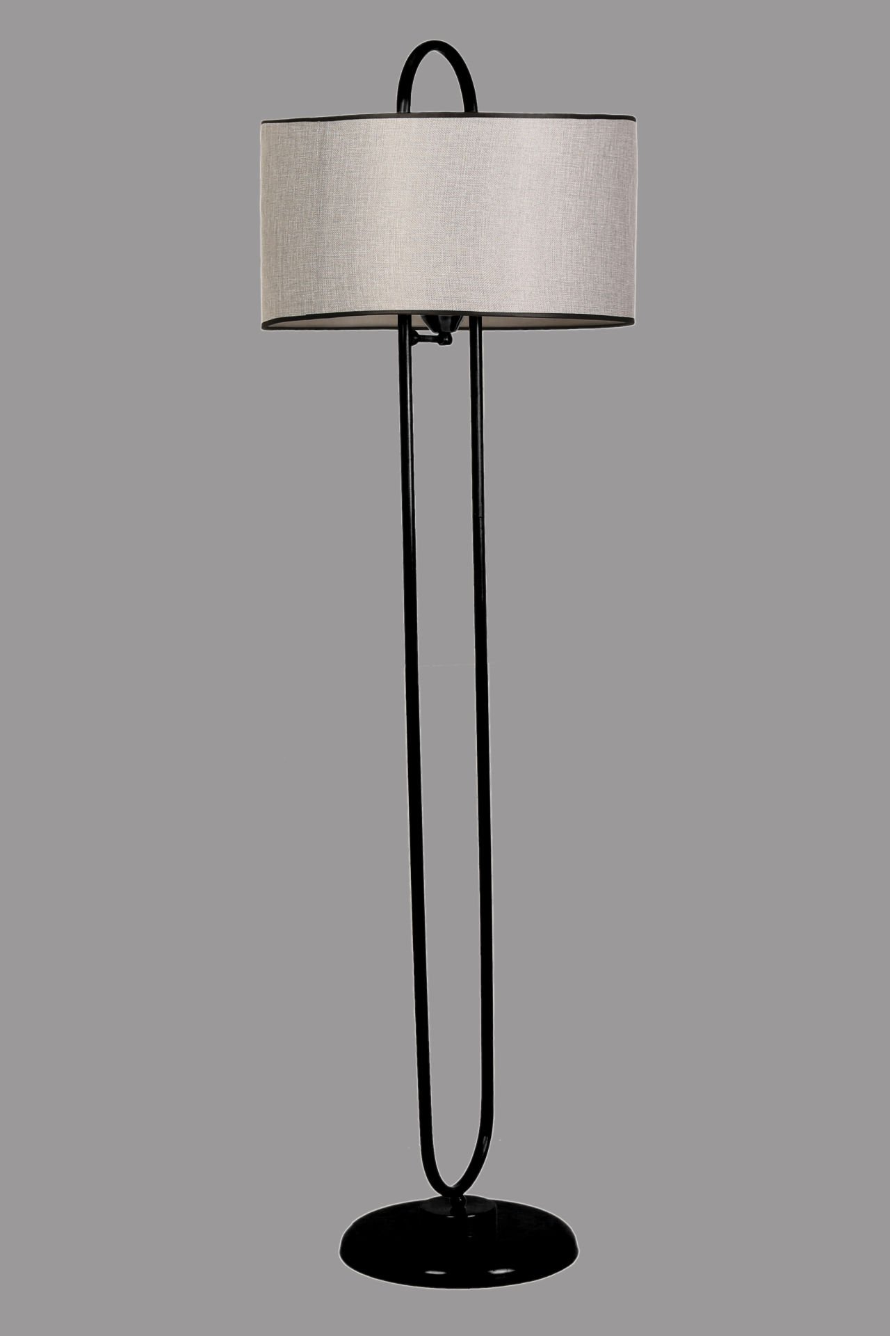 ELİPS LAMBADER SİYAH AYAK HASIR GRİ ABAJURLU