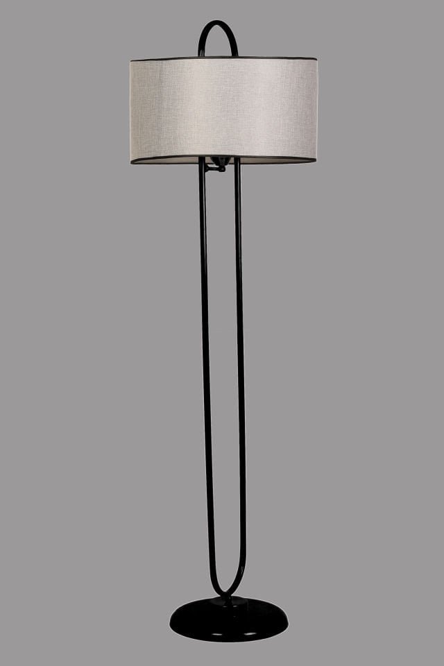 ELİPS LAMBADER SİYAH AYAK HASIR GRİ ABAJURLU