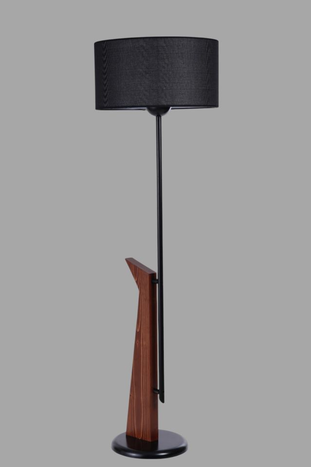 BERZAN CEVİZ LAMBADER SİLİNDİR HASIR SİYAH ABAJURLU