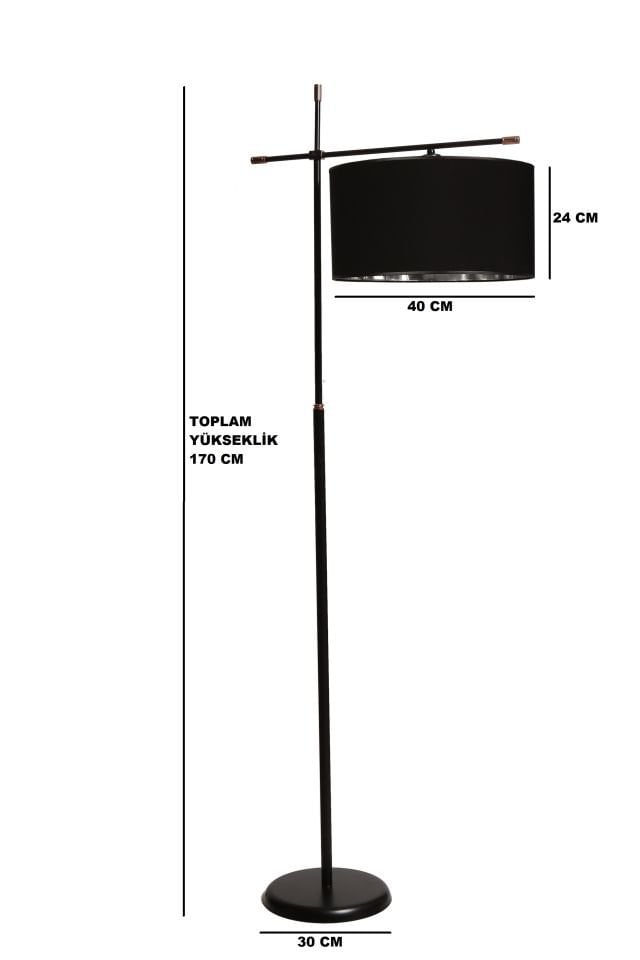 PERA LAMBADER SİYAH AYAK SİYAHA KROM SİLİNDİR ABAJURLU