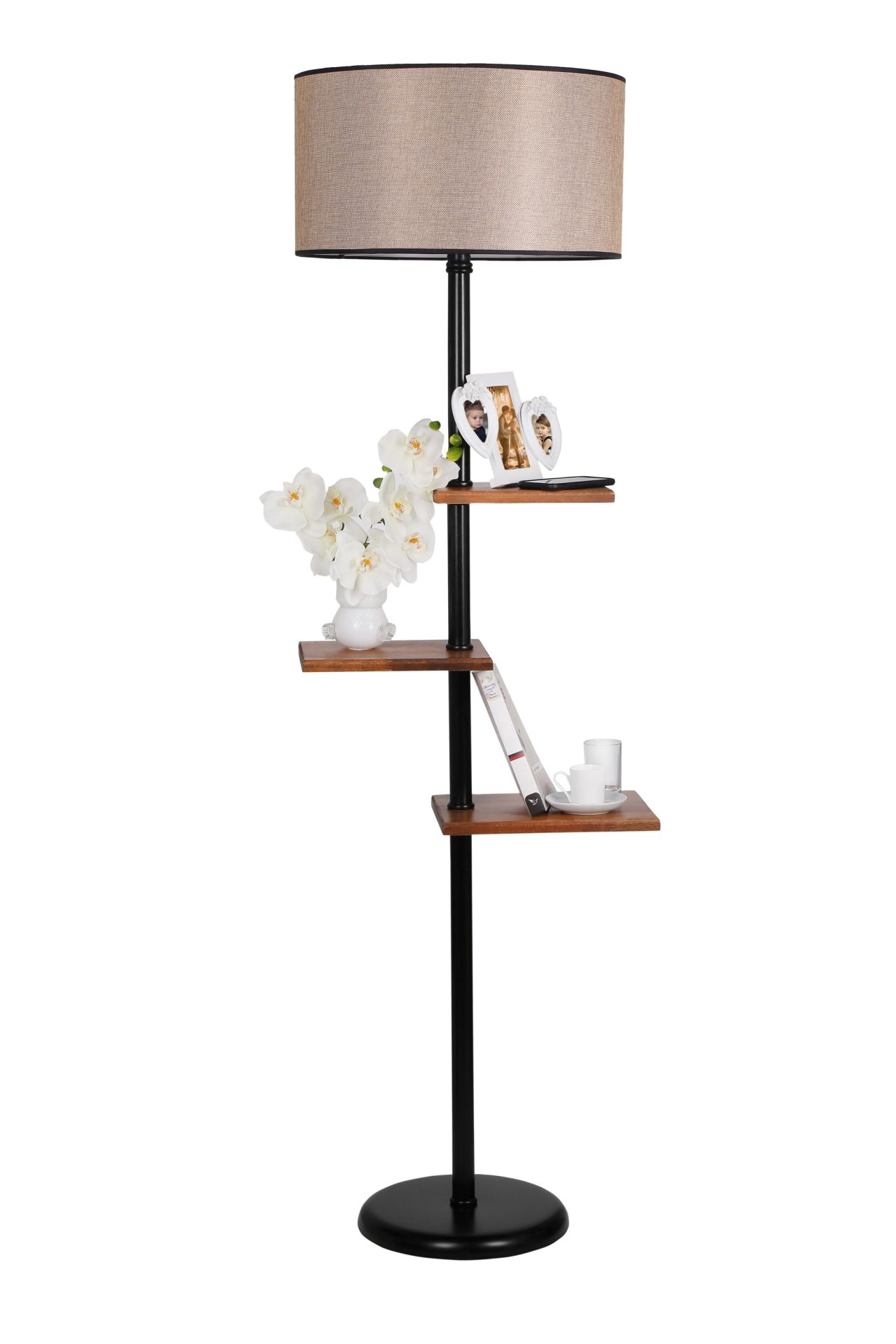 MODA LAMBADER SİYAH SİLİNDİR KOYU HASIR ABAJURLU