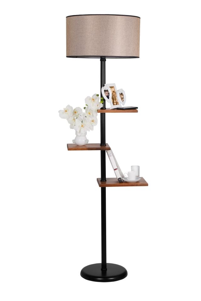 MODA LAMBADER SİYAH SİLİNDİR KOYU HASIR ABAJURLU